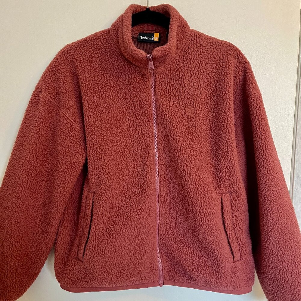 Timberland Sherpa Fleece Zip Jacket – Dusty Rose – Size Medium